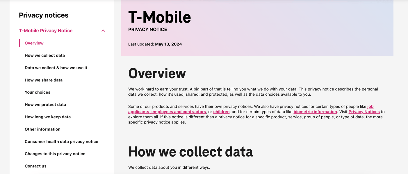 tmobile privacy policy